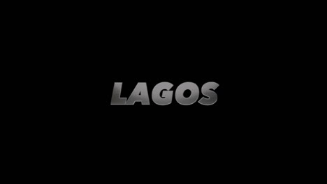 Lagos-Nigeria-Füll--Und-Alpha-3D-Grafik,-Drehbarer-Texteffekt-Mit-Text-Aus-Gebürstetem-Stahl