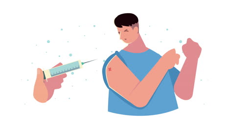 male patient with vaccine syringe