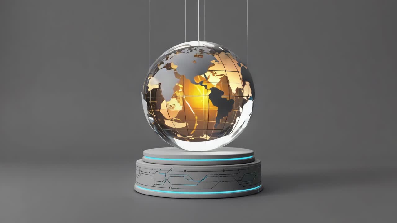 Futuristic Glass Globe Display on Pedestal