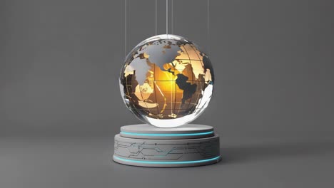 futuristic glass globe display on pedestal