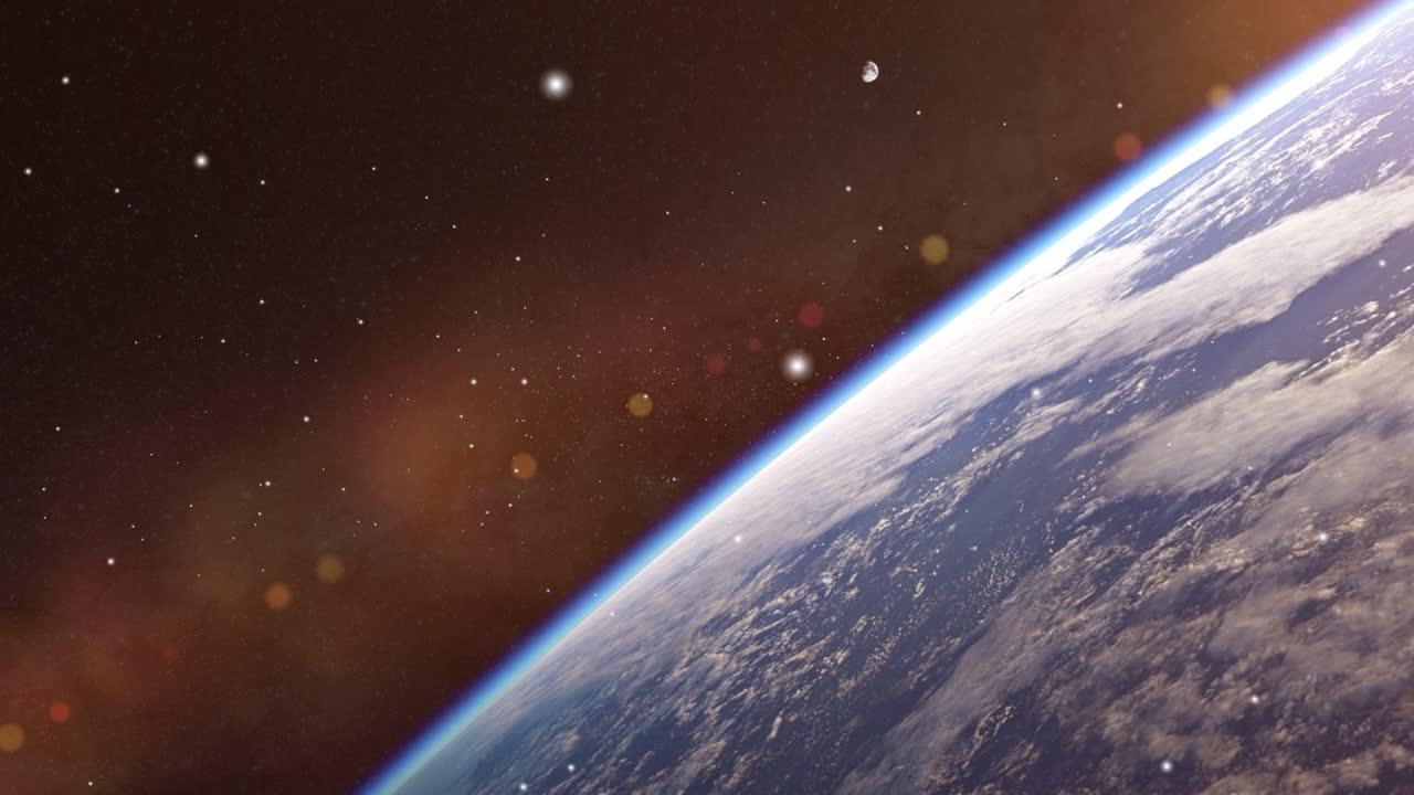 la superficie de la tierra es visible desde el espacio y los rayos brillantes del sol