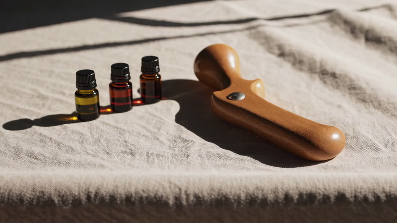 Wooden Massage Tool and Essential Oils