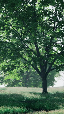 A large green tree in a field