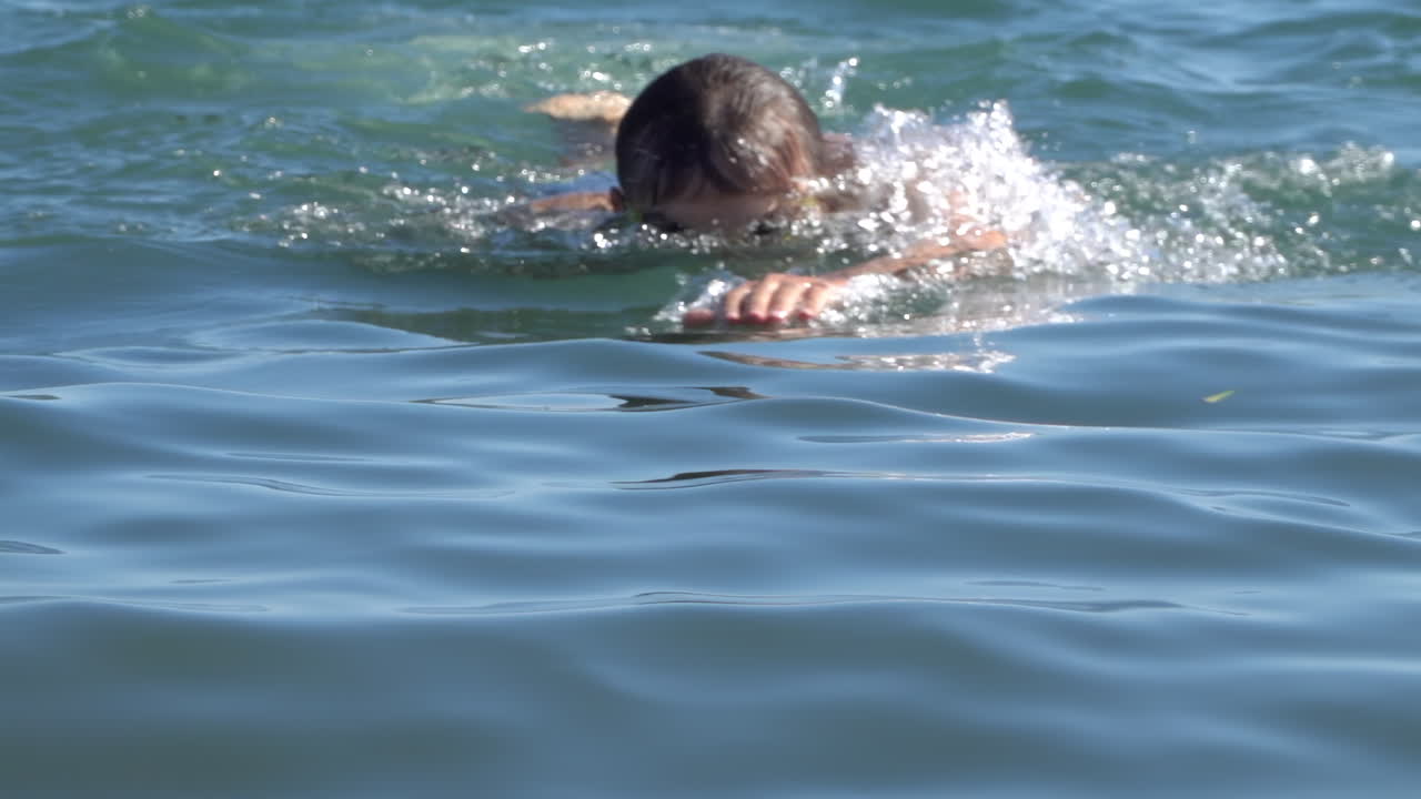 Man swimming in the sea on a sunny day