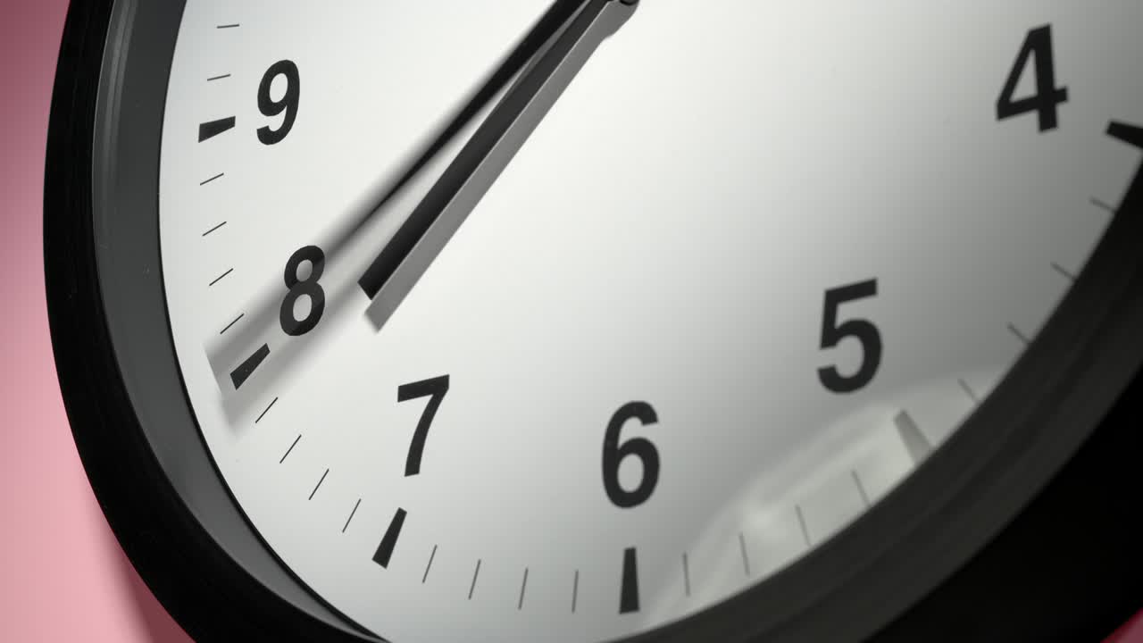 Clock Face on Rosy Rose Pink Wall in Time Lapse