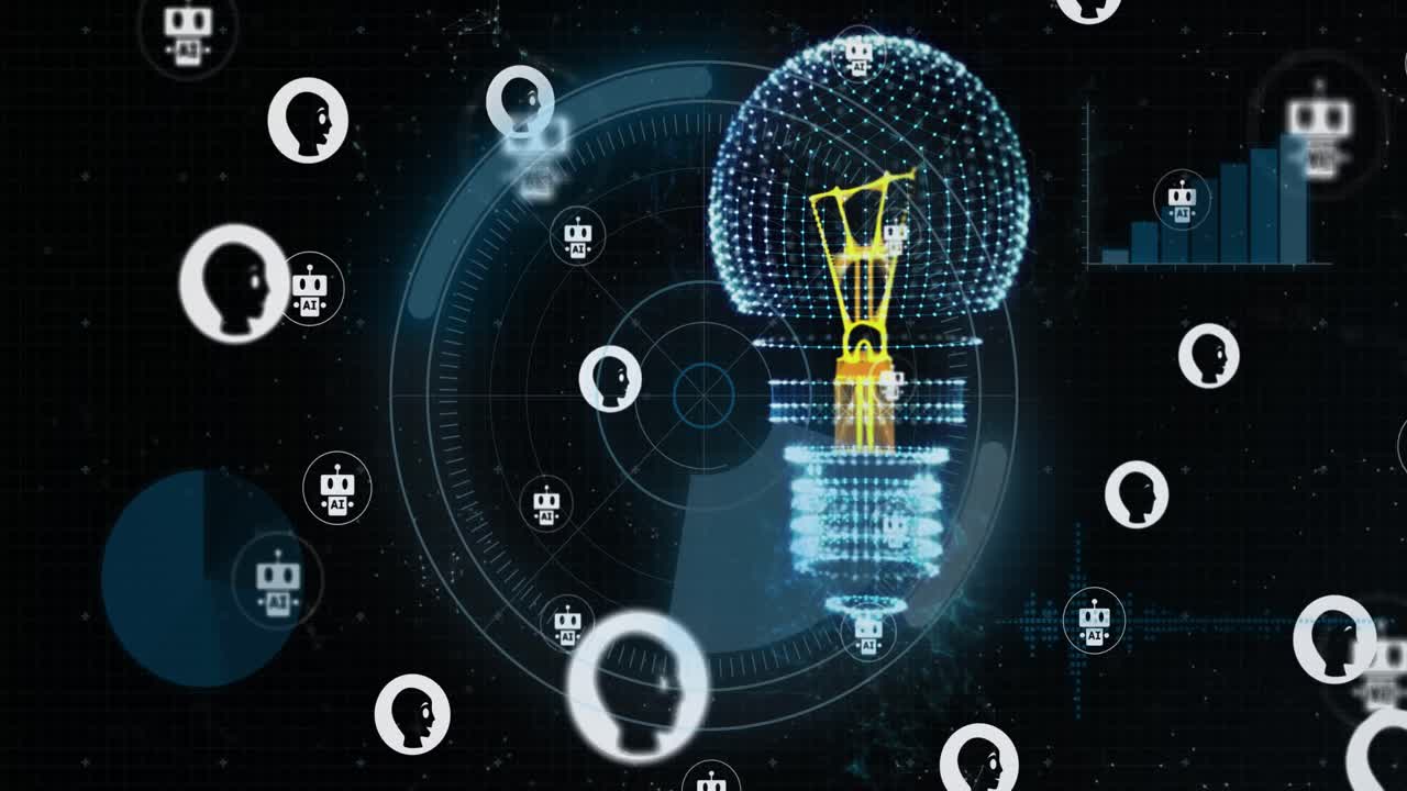 전구, 아이콘 및 데이터 처리의 애니메이션