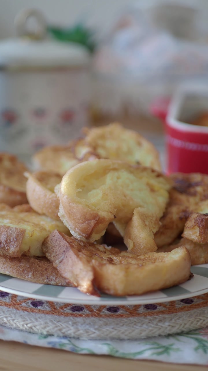 Close-up of Golden Brown French Toast on a Plate