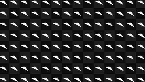 handmade paper plane collection. loop animation of flowing white paper plane on black background. business connection concept. origami airplane flying.