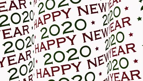 happy new year 2020 video, moving pattern words like pattern at white background as intro or background. looping video for celebration