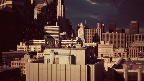 city skyline at dusk