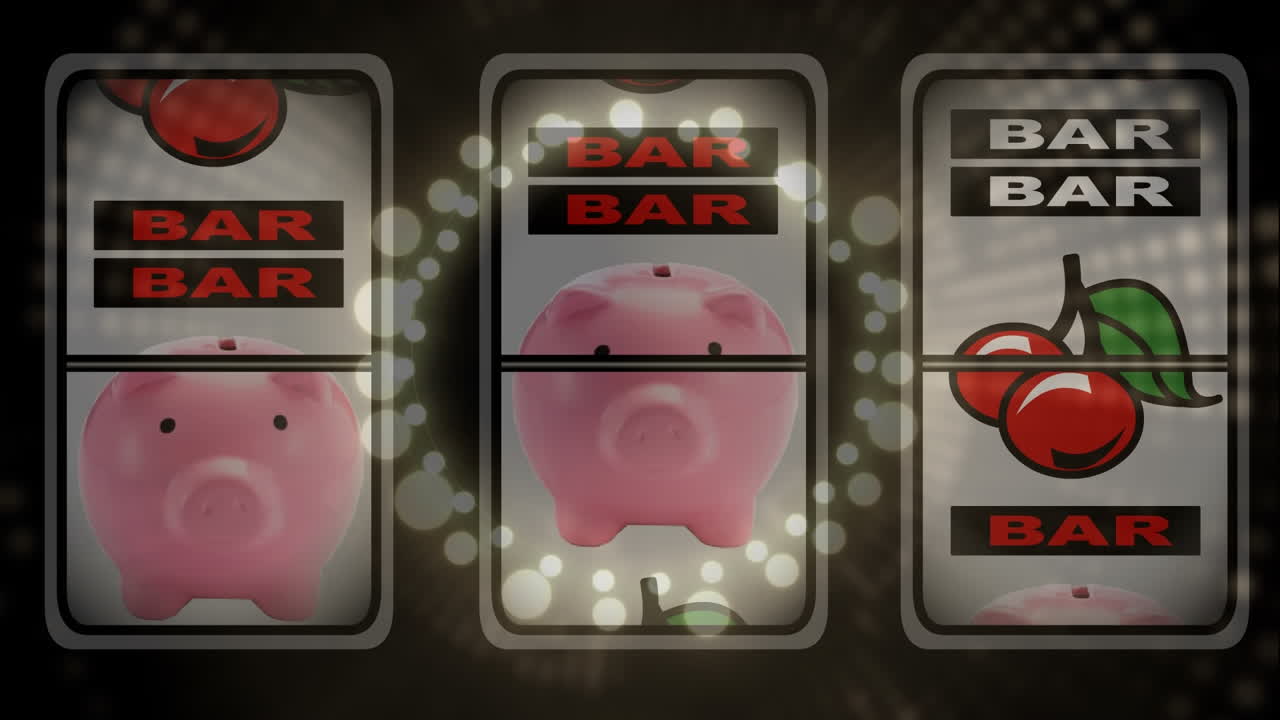 슬롯 머신 위의 빛 점의 애니메이션