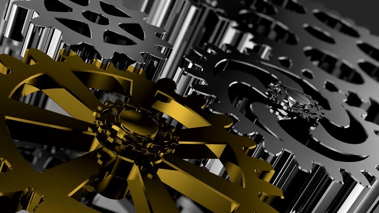 Gears Concept Connecting mechanism. Industrial futuristic background