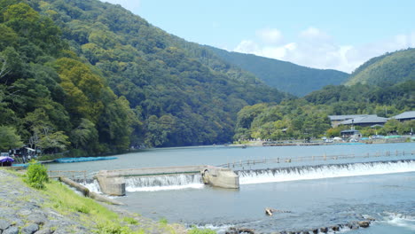 serene river landscape in japan's mountains