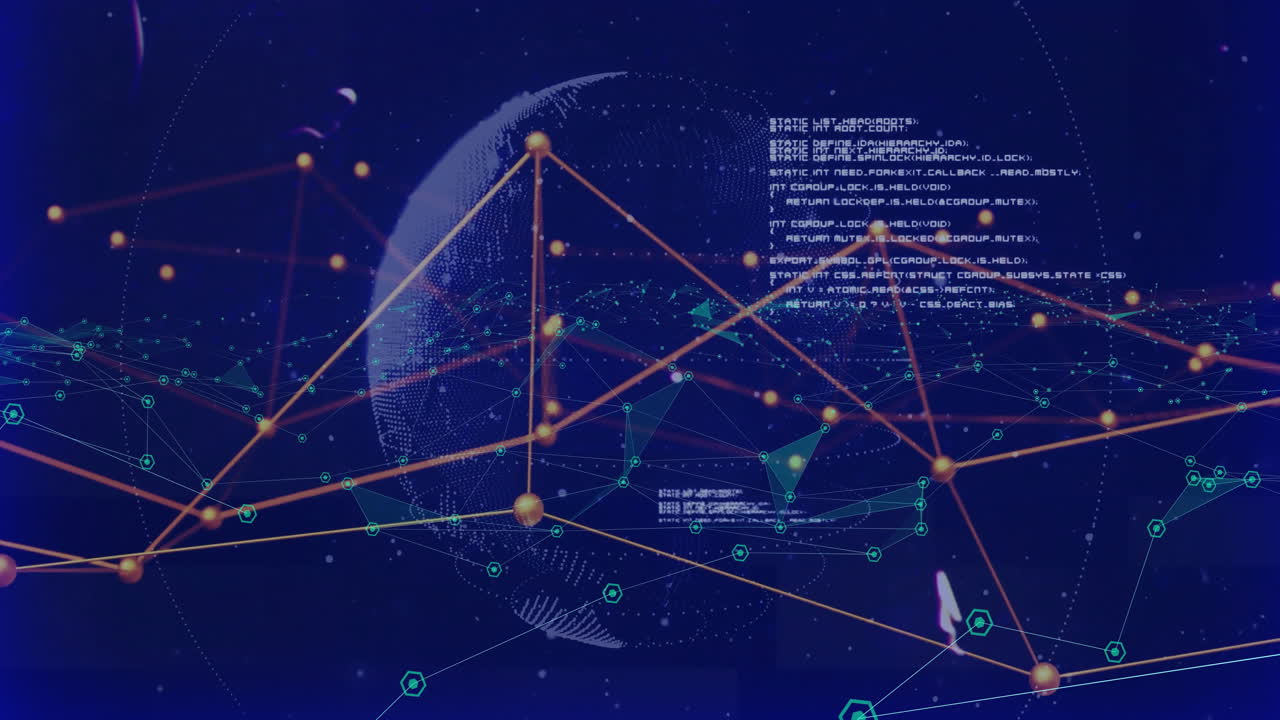 글로벌 네트워크 연결 및 디지털 세계에 대한 데이터 처리 애니메이션