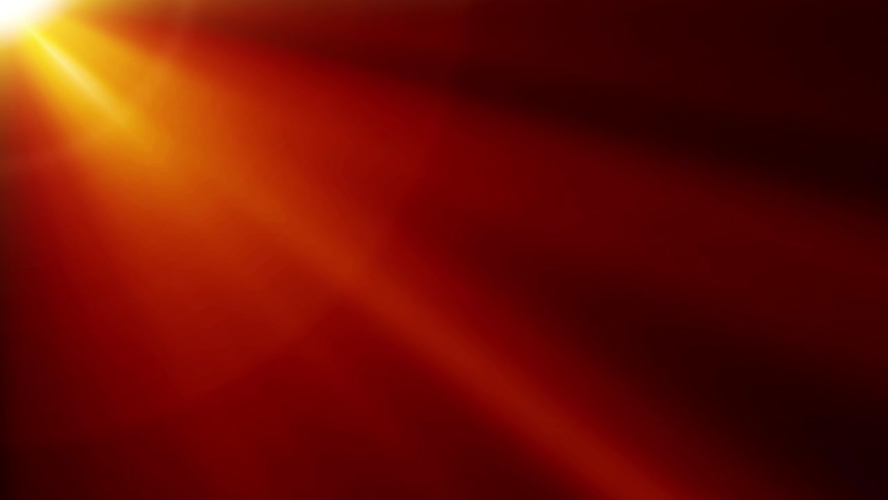 rayos de luz naranja desde la parte superior izquierda. luz lateral diagonal lente óptica llamaradas brillante fondo de arte de animación 4 k bucle. iluminación efecto de simulación de rayos solares.