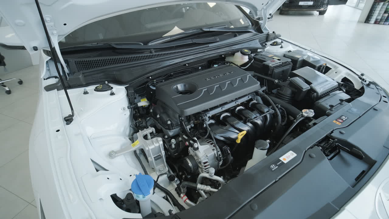 Detailed View of a Modern Car Engine with Open Hood | Premium Stock ...