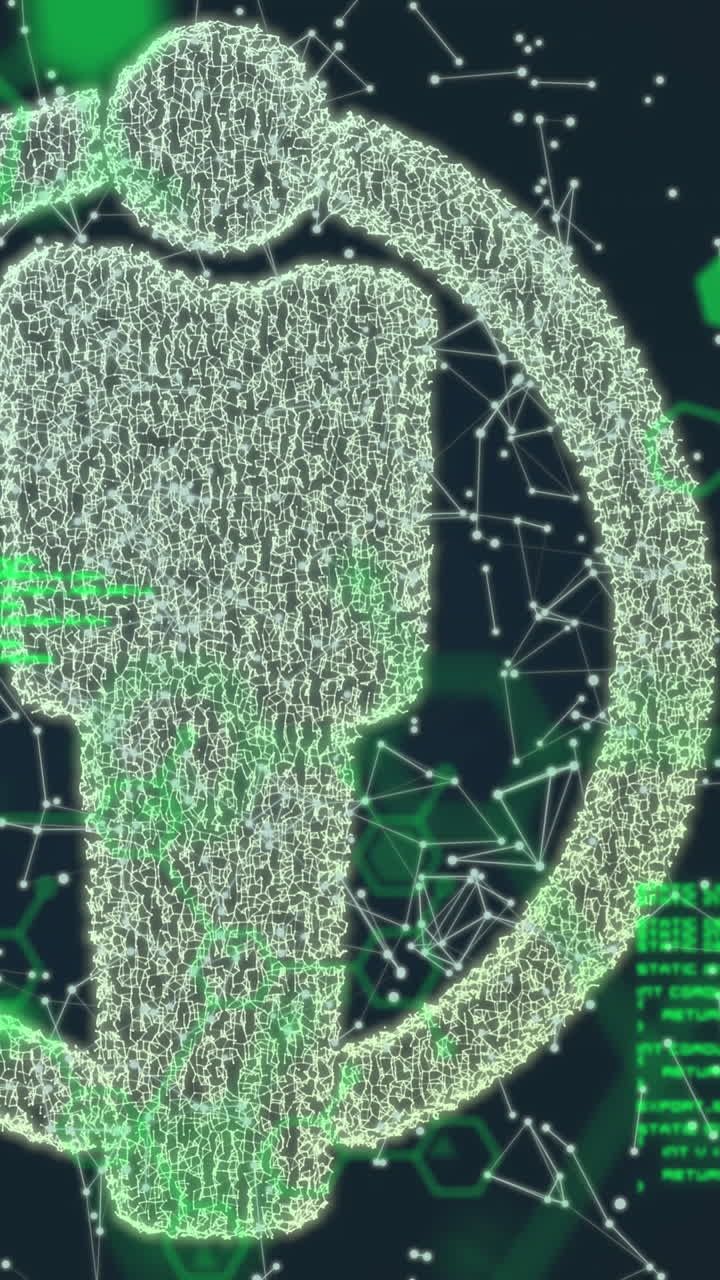 animación de un icono humano sobre datos científicos y conexiones