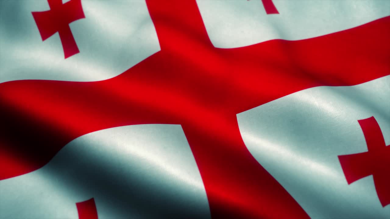 Georgia flag waving in the wind. National flag of Georgia. Sign of Georgia seamless loop animation. 4K