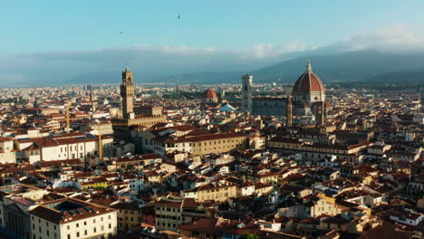 wide aerial pan over florence, italy