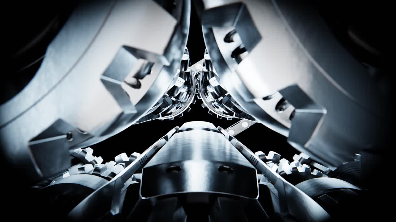 Abstract Animation of Moving Metallic Gears and Chains