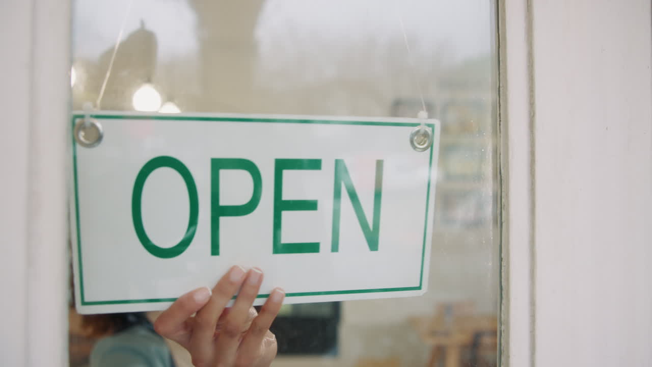 Open sign on shop door