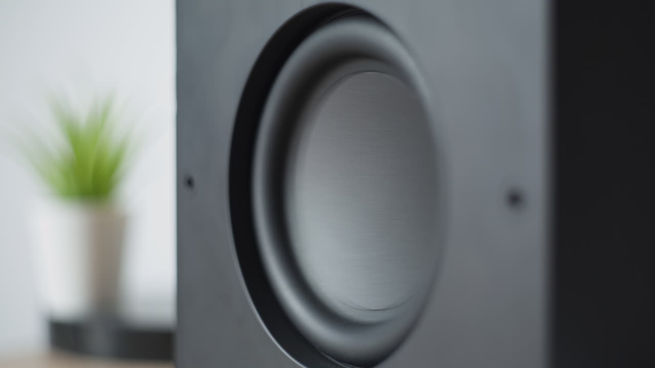 Subwoofer playing music at high volume. 4K