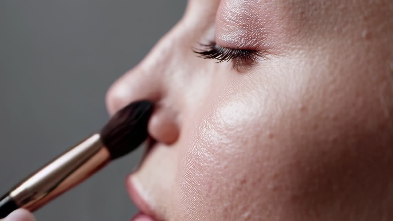 mujer aplicando maquillaje