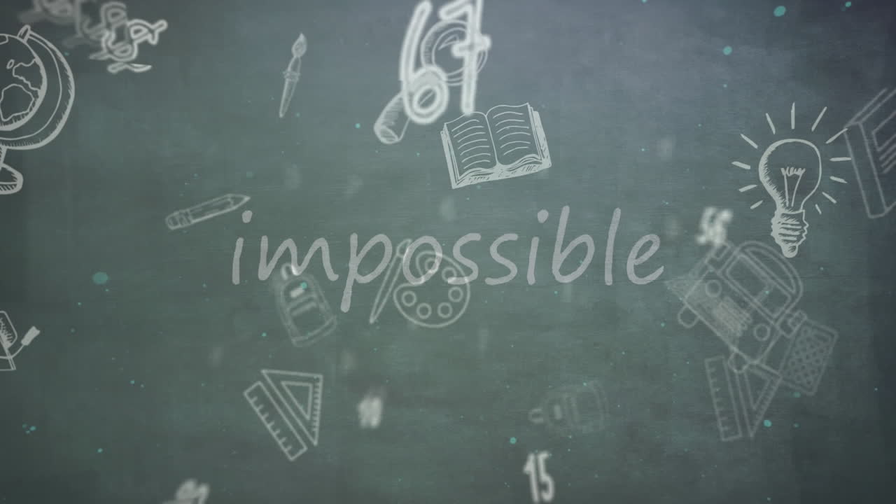 학교 아이템 아이콘 위에 불가능한 텍스트와 숫자의 애니메이션