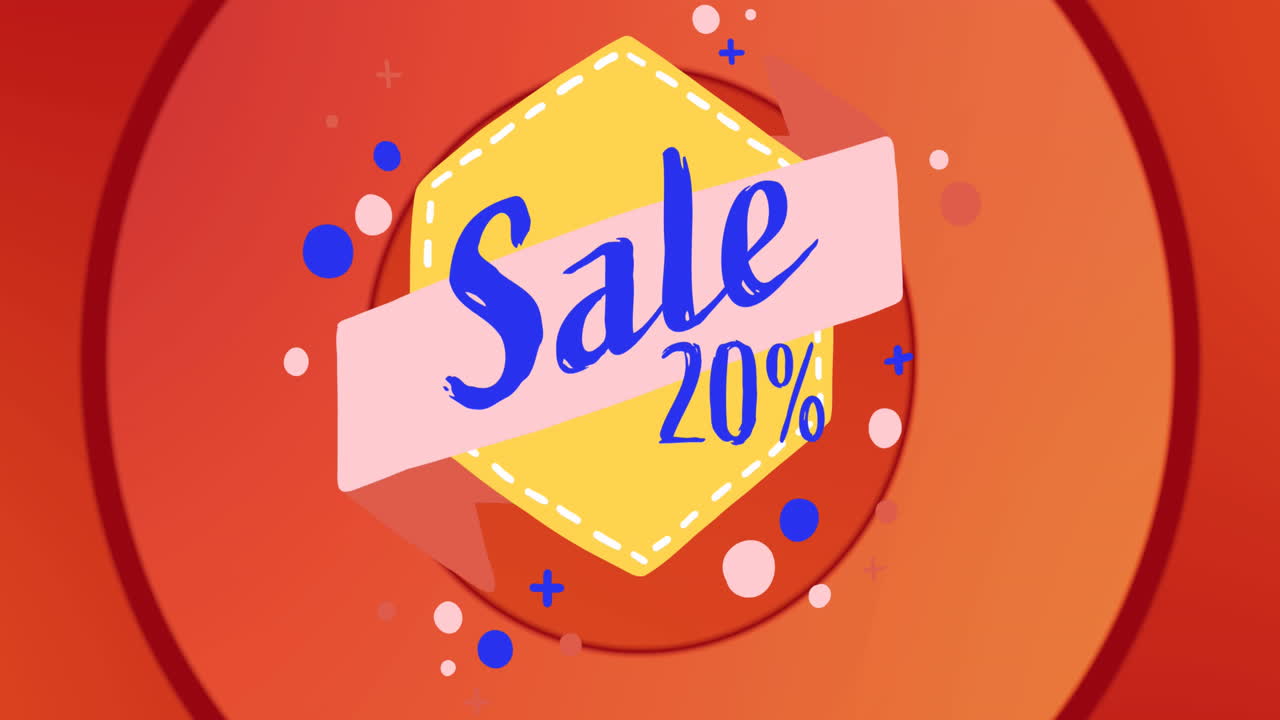 판매의 애니메이션 20 퍼센트 파란색 텍스트 빨간색 박동 서클 배경에
