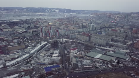 vista aérea de una ciudad en invierno