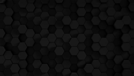 minimalismo negro. una superficie de mosaico con formas hexagonales negras en movimiento. fondo geométrico abstracto. animación de ciclo de panal 4k. 3d. vista superior