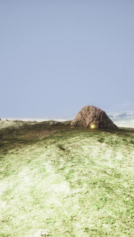 paisaje de planeta alienígena con colina rocosa