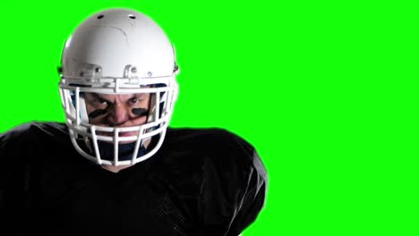 angry american football player ready for the game green screen chroma key slow motion