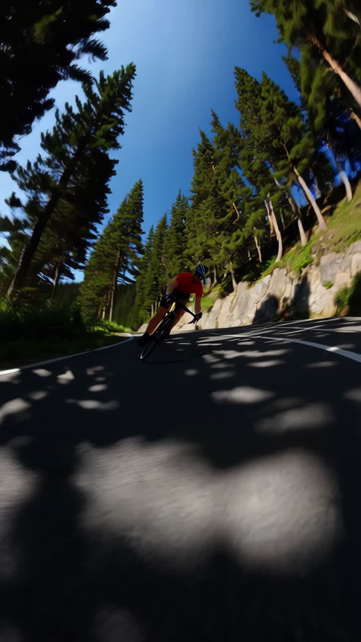 Cyclist on a mountain road