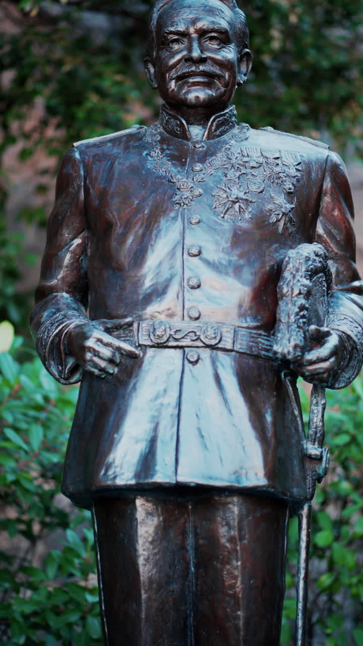 Statue of the Prince Rainier III on Rampe de la Major stairway at the Royal Palace, Monaco