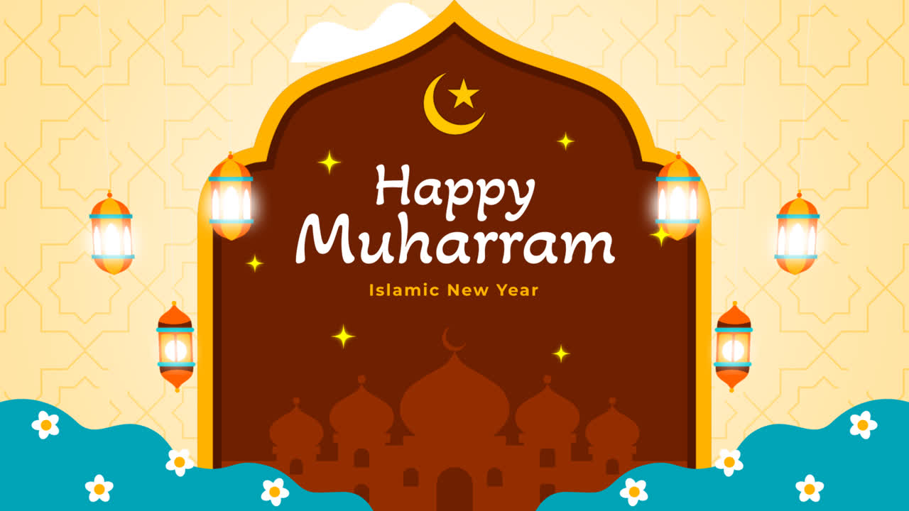 gráfico de movimiento de fondo plano para la celebración del año nuevo islámico