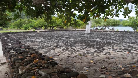 ancient stone ruins on a tropical island