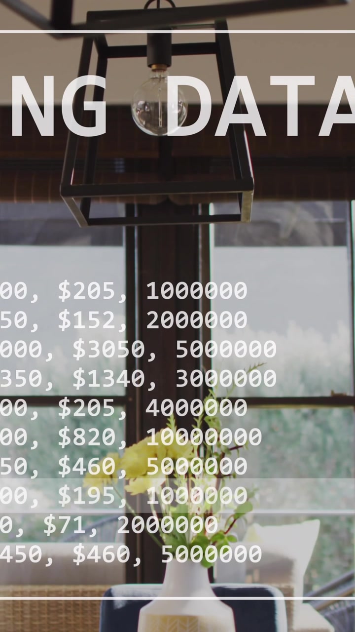 Animation of data processing over house interior