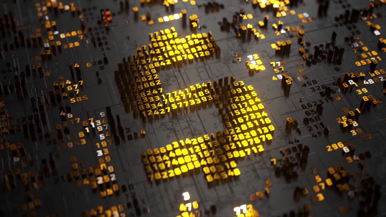 placa de circuitos abstractos con números brillantes