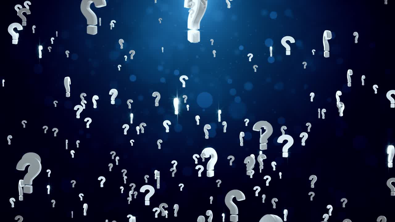bucle abstracto 4k textura de fondo 3d de las luces en forma de signos de interrogación.