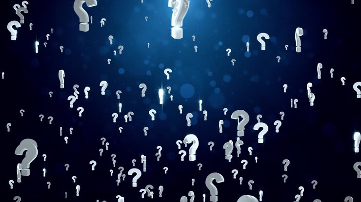 bucle abstracto 4k textura de fondo 3d de las luces en forma de signos de interrogación.