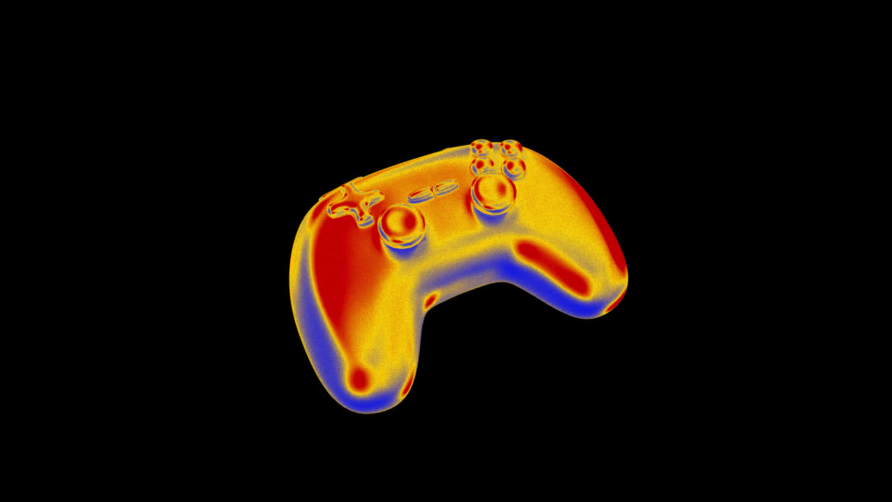 Thermal Imaging Game Controller Rotating on Black Background