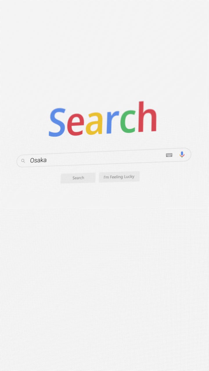 Video verticale di una ricerca di Osaka su un browser Internet
