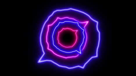 abstract seamless looped animation of neon, glowing light tubes and lines bouncing around and moving like a wave in a circle on black background.