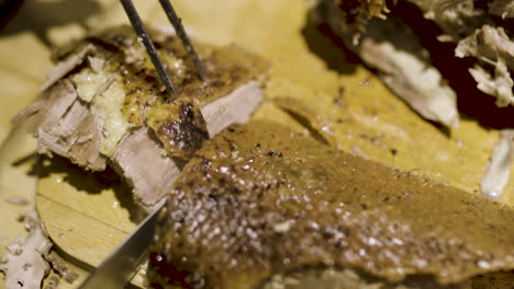 cutting duck breast