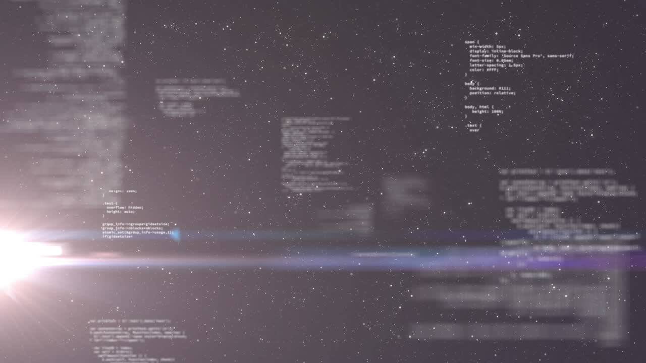 배경에 별이 있는 디지털 데이터 처리 및 기록의 애니메이션