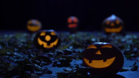 spooky jack-o'-lanterns in the dark