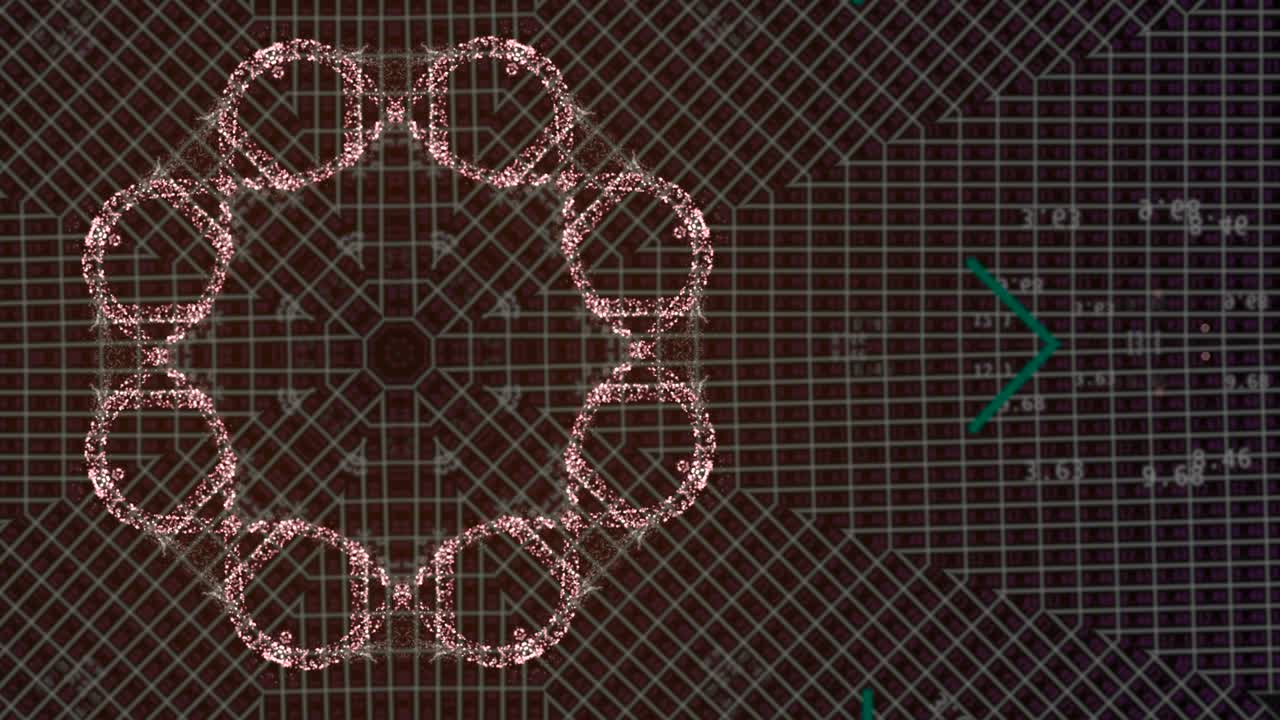 은 빨간색 배경 위에 흥미로운 패턴을 형성하는 전자 보드의 순수하게 루프 미래주의.