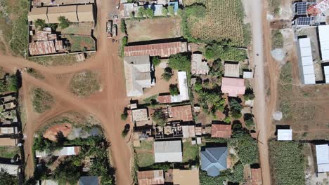 Poor-residential-area-of-Loitokitok-town,-Kenya,-aerial-top-down