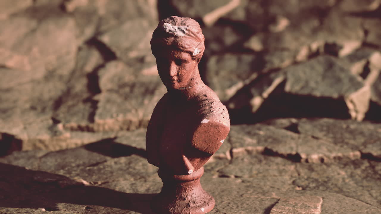 바위 돌 에 그려진 고대 여성 동상